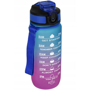 Butelka na wodę ze słomką Miowi 700ml niebiesko-różowa 001
