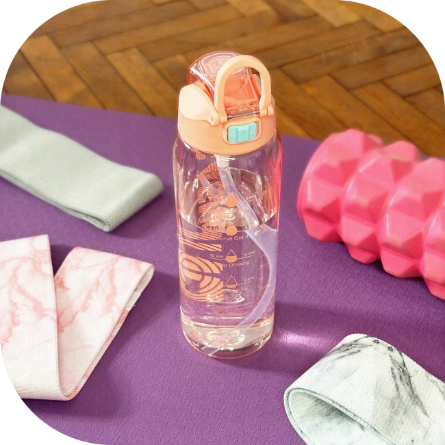 Bidon Butelka motywacyjna na wodę Casno Shadow 1 l Różowa 102