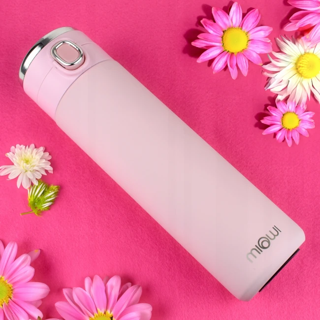 Kubek termiczny z termometrem 400ml różowy 102