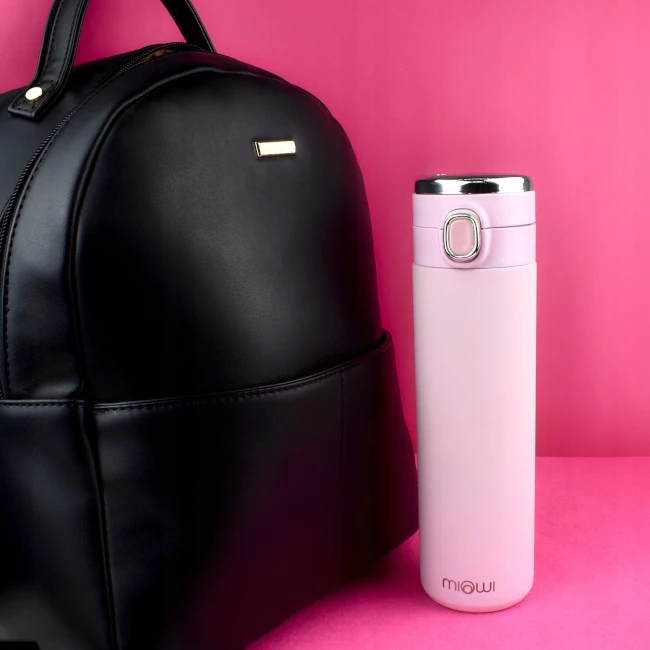 Kubek termiczny z termometrem 400ml różowy 107