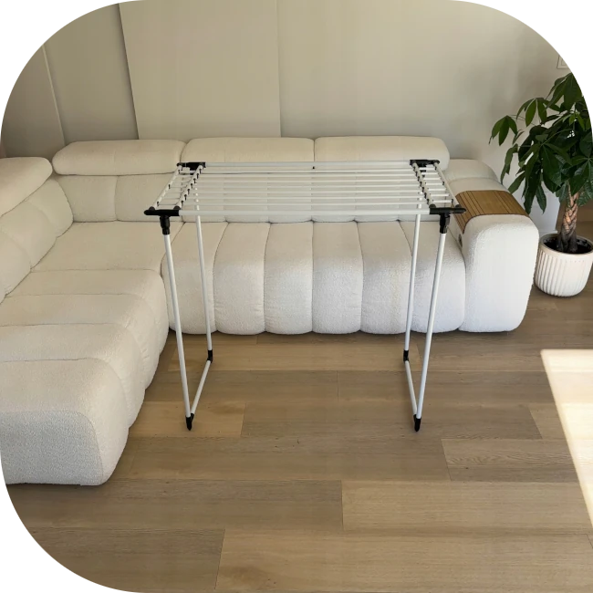 Rozsuwana suszarka na pranie Miowi z grubymi linkami